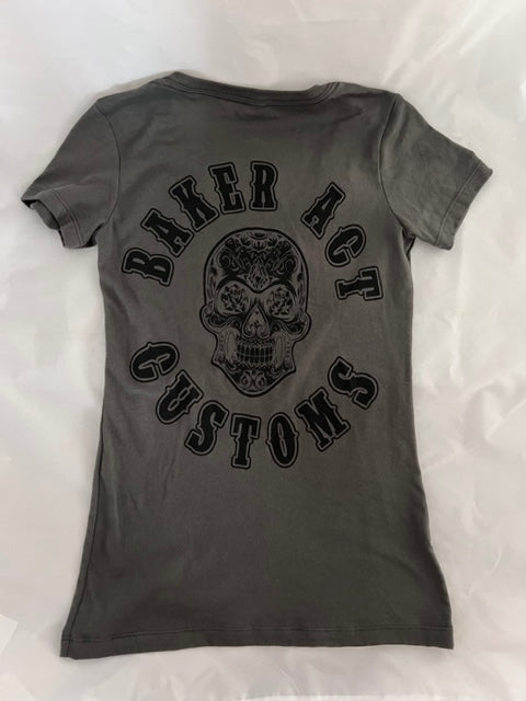 Ladies CARTEL/BAKER ACT Grey & Black Skull
