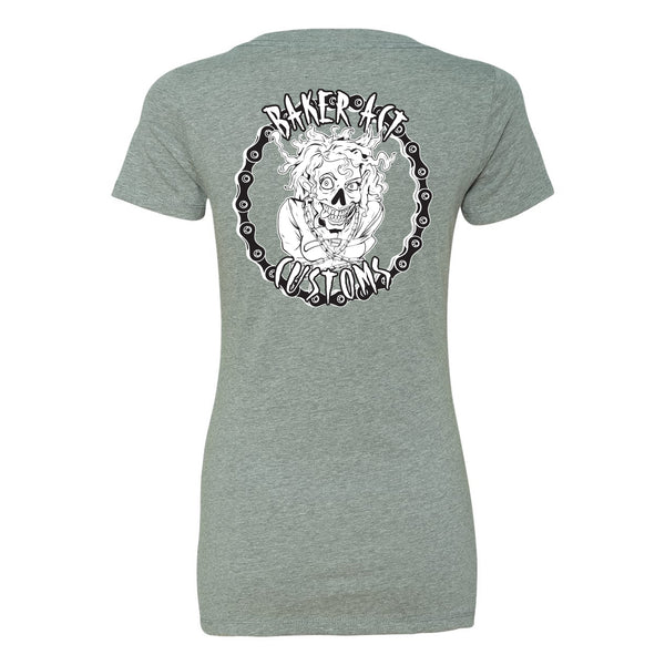Ladies Heather Grey - Black & White Girl Logo