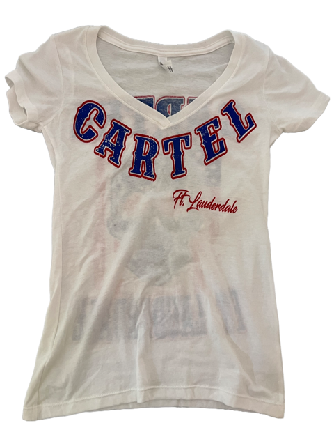 Ladies CARTEL Red White Blue Distressed flag