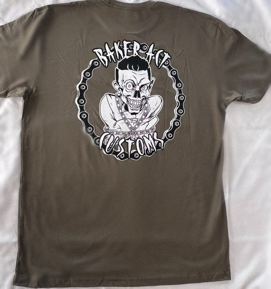 Men's Army Green with White Logo T-Shirt