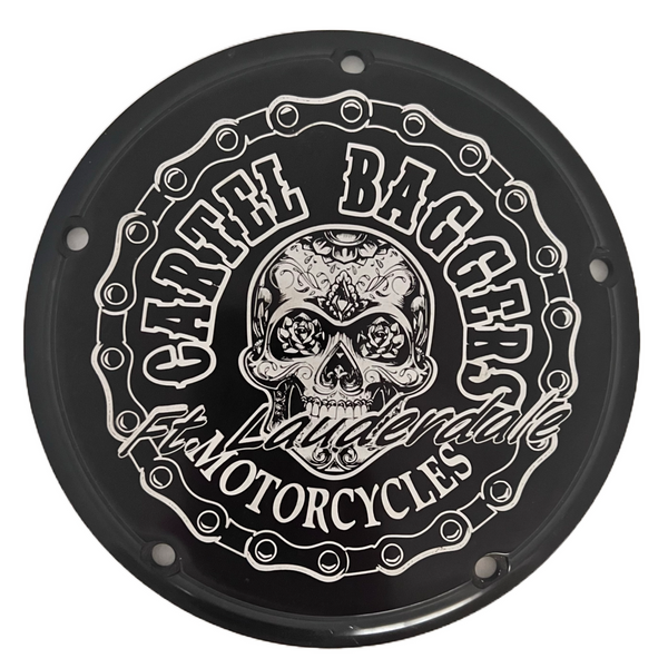 Cartel Baggers Logo Derby Cover Gloss Black  (HD Touring 2016 and up)