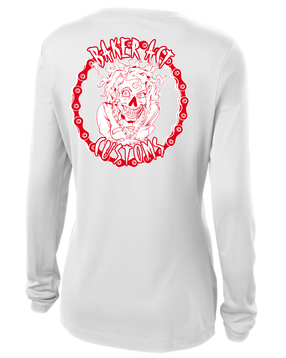 Ladies Dri Fit White & Red Girl Logo