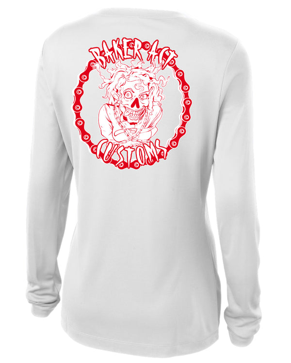 Ladies Dri Fit White & Red Girl Logo