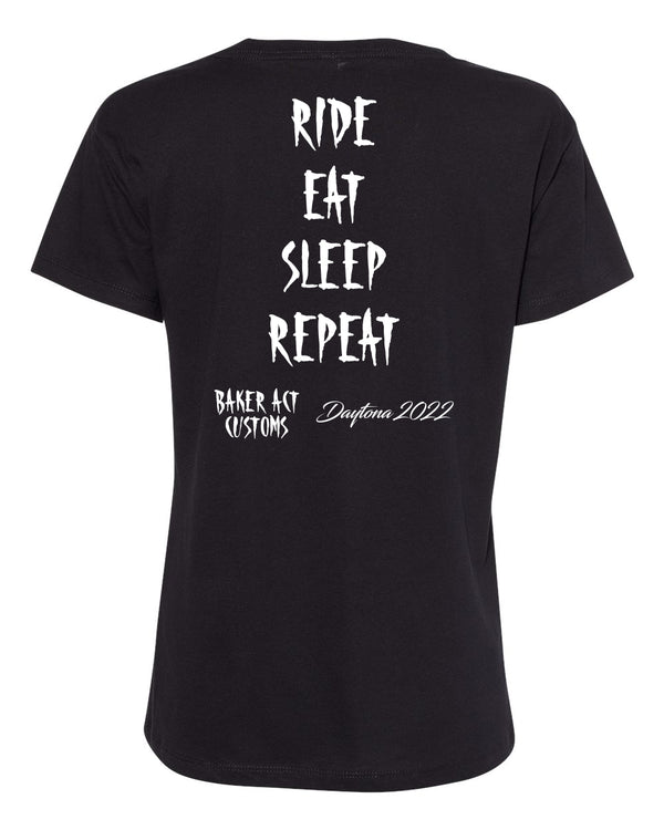 Ladies Black & White Ride Eat Sleep Daytona 2022