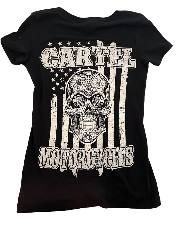 Ladies CARTEL Black & White Distressed Flag