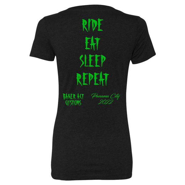 Ladies Black & Green Ride Eat Sleep Daytona 2022