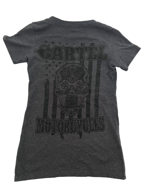 Ladies CARTEL Burnout Grey & Black Distressed Flag