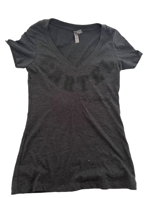 Ladies CARTEL Burnout Grey & Black Distressed Flag