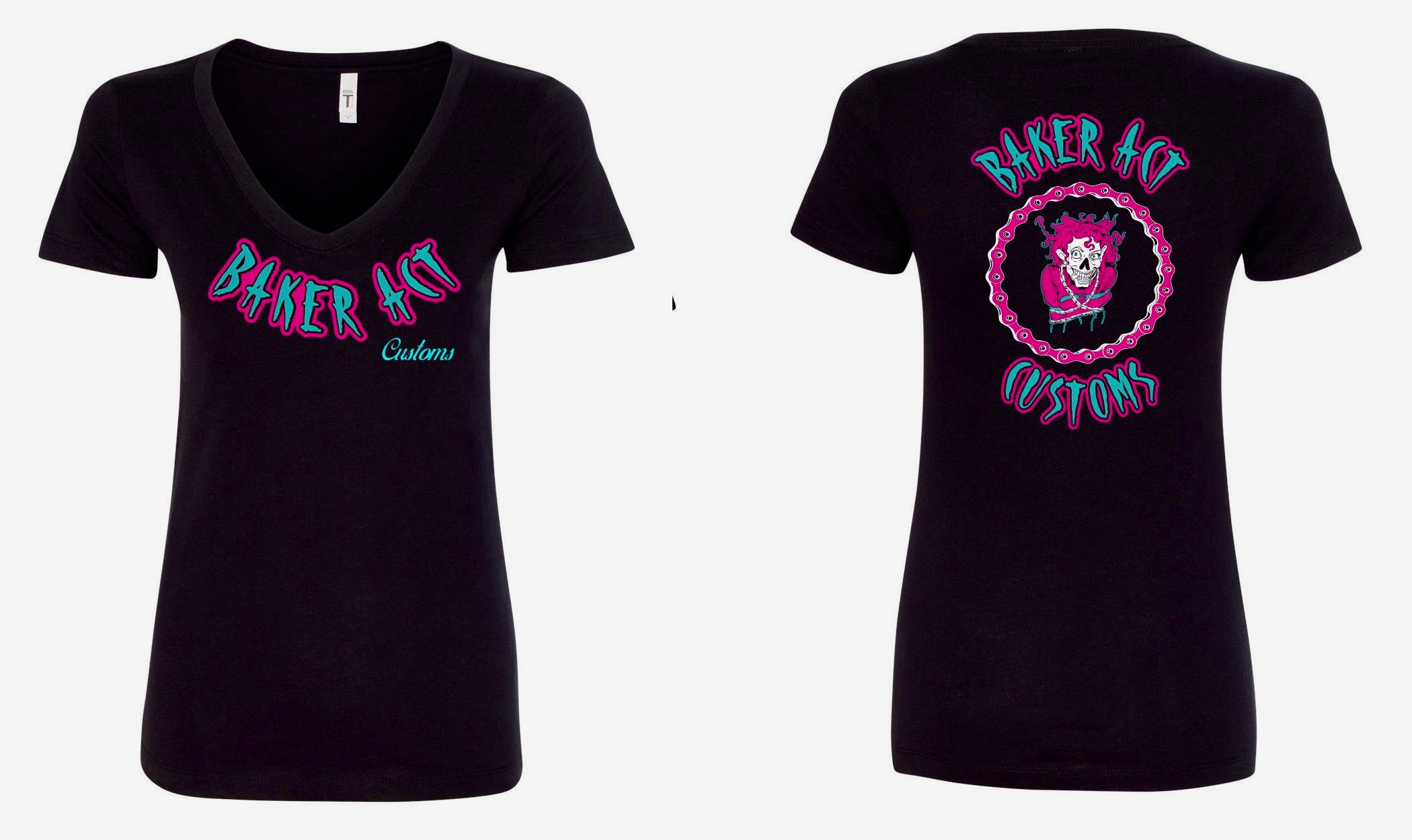 Ladies Black, Pink & Blue Logo T-Shirt