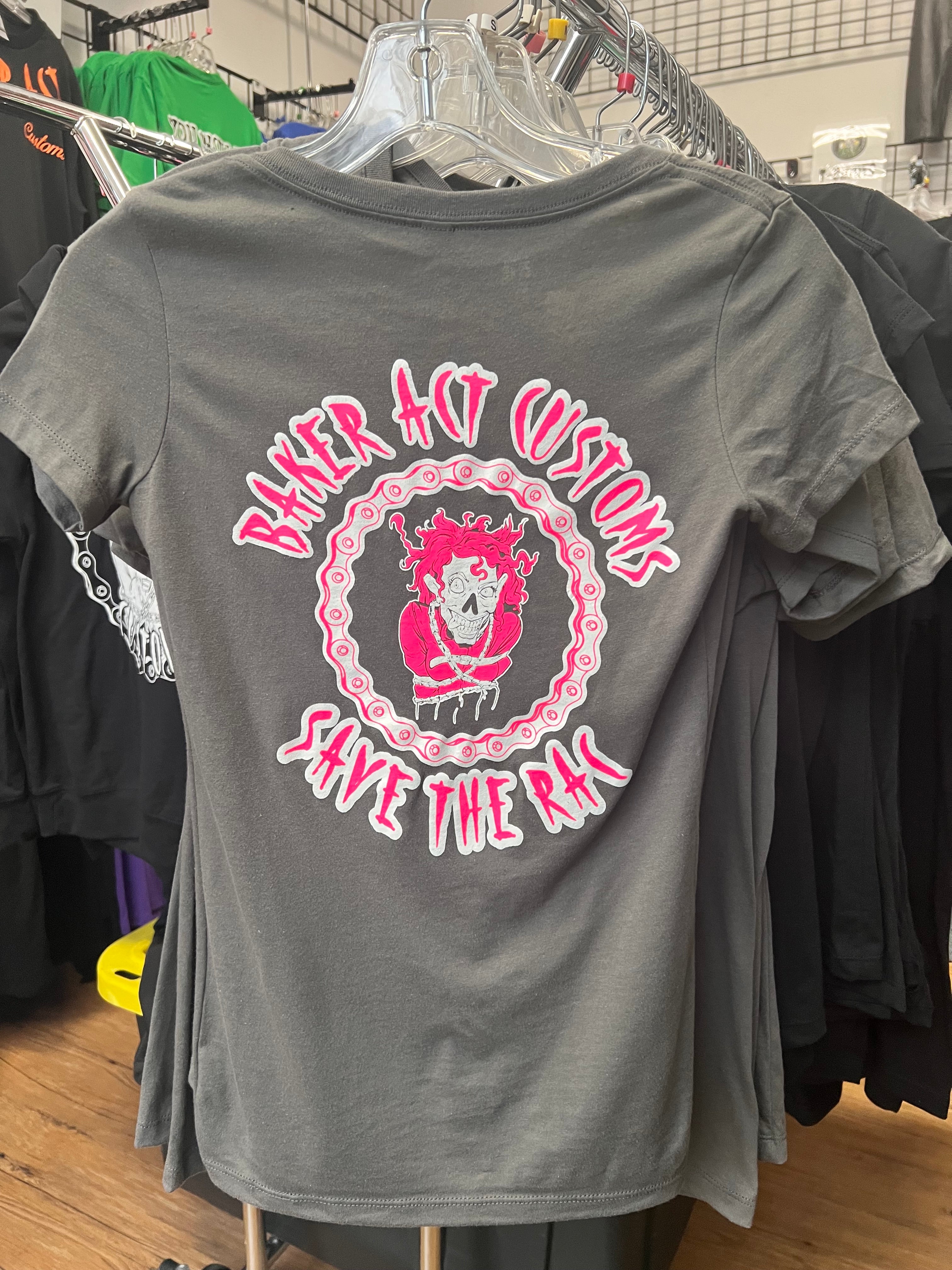 Ladies Grey, Pink & White Save the Rac T-Shirt